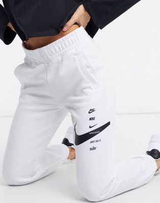 Nike swoosh oversized joggers in white 