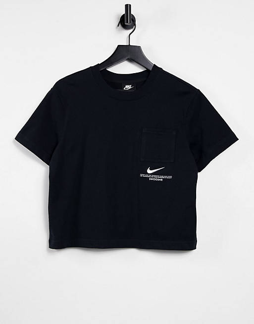 Nike Swoosh oversized t-shirt in black 