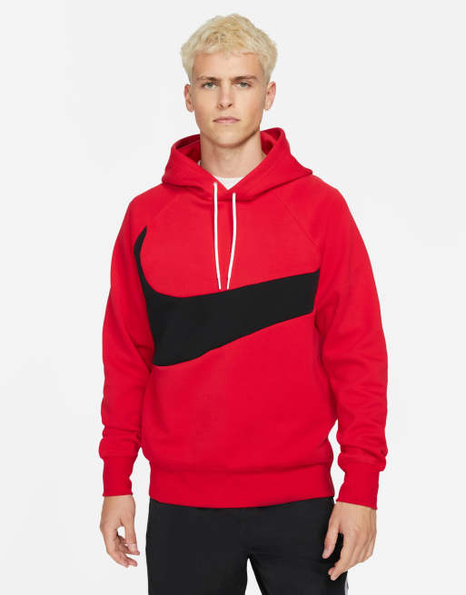 Nike hoodie red swoosh hot sale