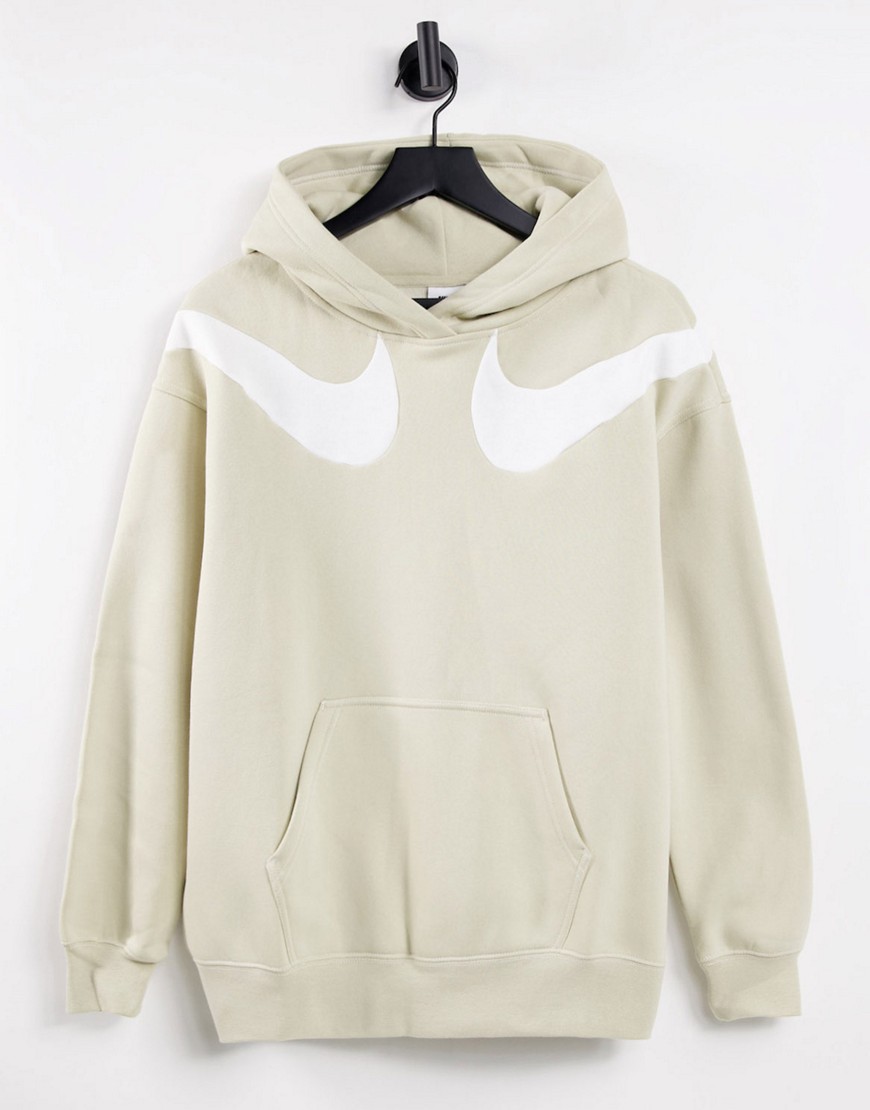 Nike Swoosh Pack oversized hoodie in sand SUIT 25-Brown