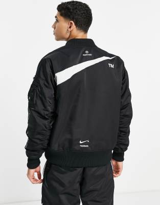 swoosh bomber jacket in black