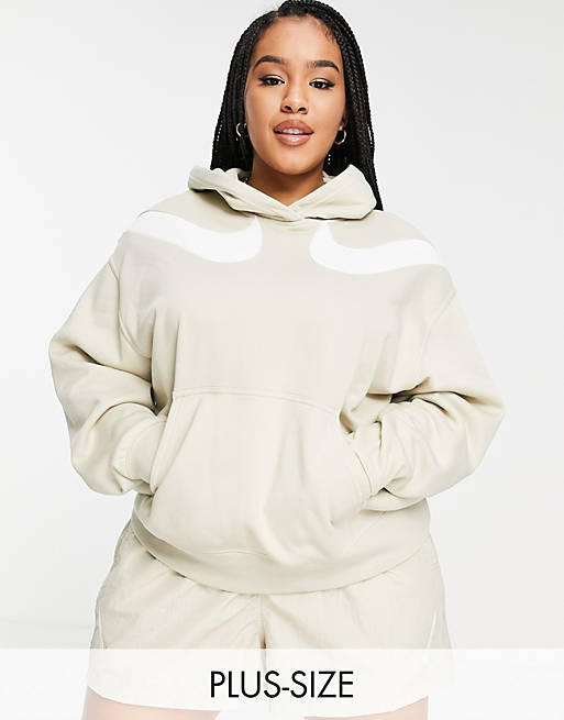 Hoodies & Sweatshirts Nike Swoosh Plus oversized hoodie in rattan beige with double swoosh logo 
