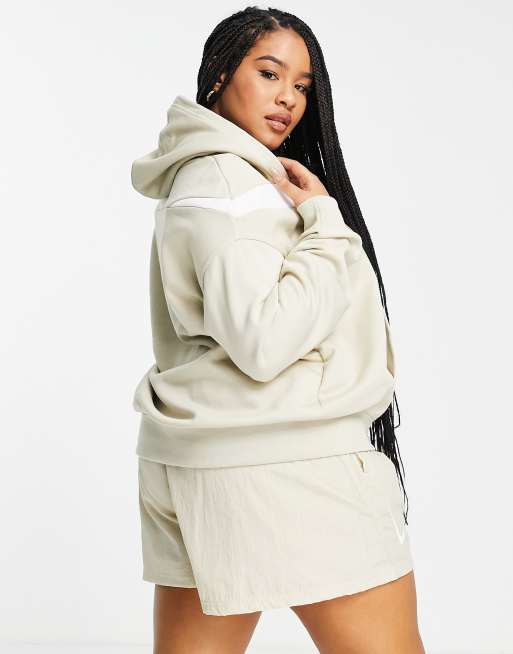 Nike Swoosh Plus - Oversized hoodie in rotanbeige met dubbel swoosh-logo, 2 van 4