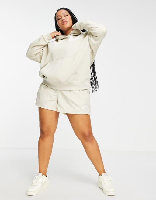 Nike Swoosh Plus - Oversized hoodie in rotanbeige met dubbel swoosh-logo, 4 van 4