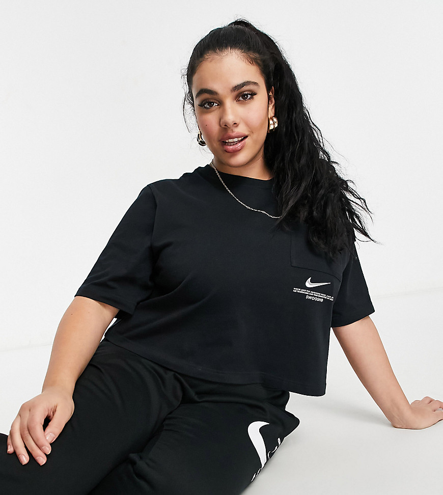 Nike Swoosh Plus oversized t-shirt in black