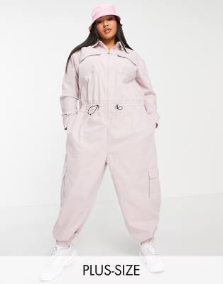 pink nike swoosh jumpsuit utility plus light asos