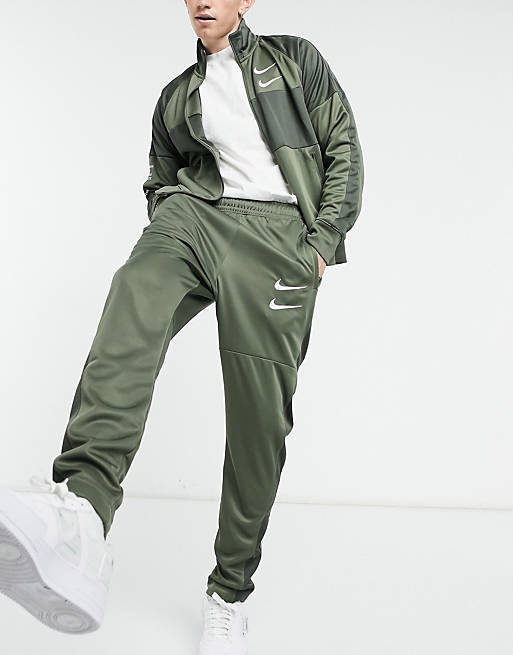 Nike Swoosh polyknit joggers in khaki | ASOS