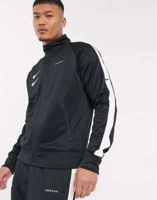 Nike Swoosh Polyknit Track Jacket In Black In Black/white | ModeSens