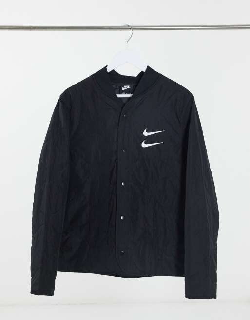 Nike Swoosh quilted field jacket in black | ASOS