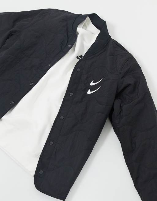 Nike Swoosh quilted field jacket in black | ASOS