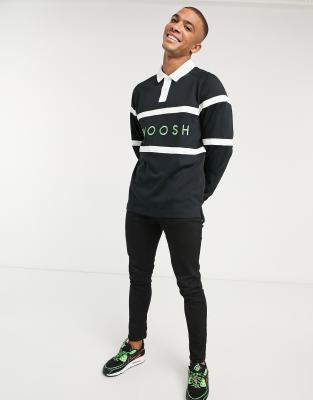 Nike Swoosh rugby shirt in black | ASOS