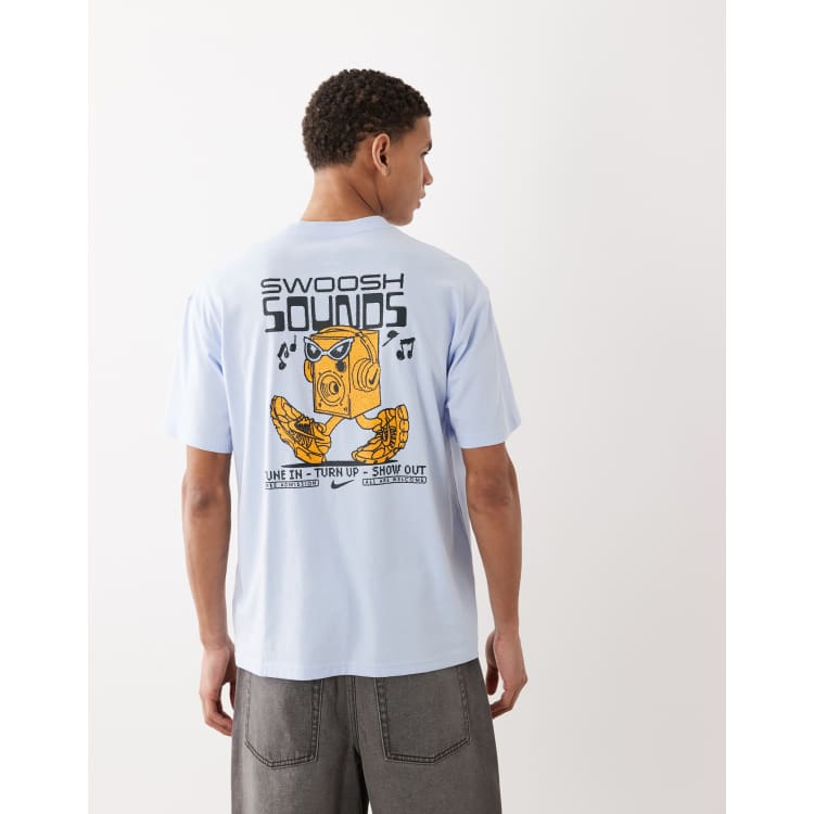 Nike Swoosh Sounds backprint t-shirt in light blue | ASOS