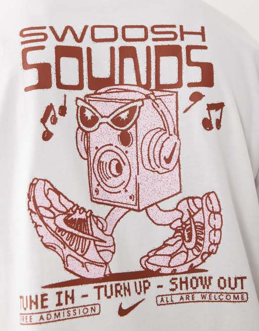 Nike Swoosh Sounds backprint t-shirt in white , 3 of 5