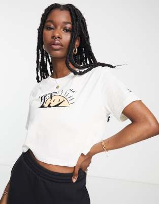 Nike swoosh sun cropped t-shirt in sail white | ASOS