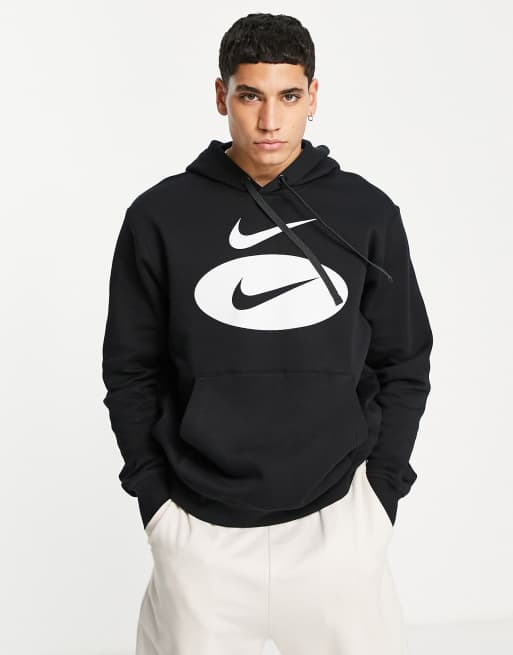 Nike – Swoosh – Svart huvtröja med stor swoosh-logga framtill