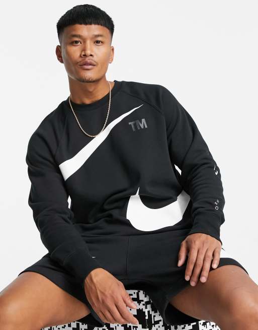 Nike – Swoosh – Svart sweatshirt i fleece med swoosh-logga 