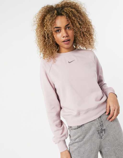 Nike Swoosh sweatshirt in light pink with crew neck