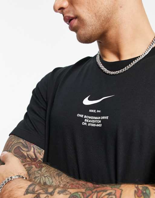 Nike swoosh t-shirt in black ASOS