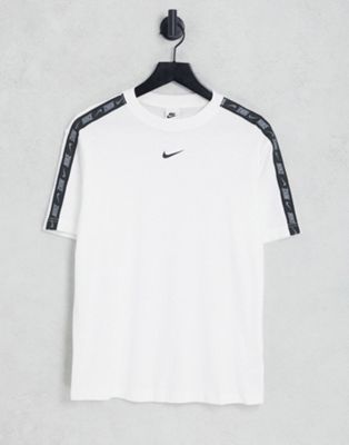 Nike swoosh tape boyfriend t-shirt in white and black