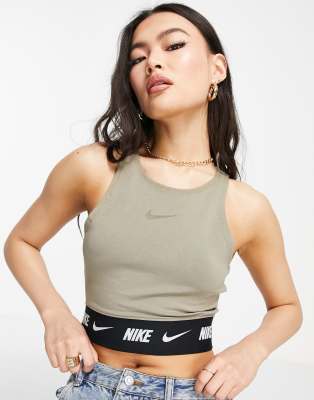 Nike swoosh tape crop top in matte 