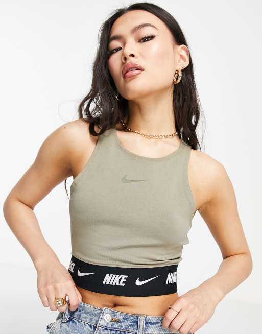 women's nike logo tape crop tank