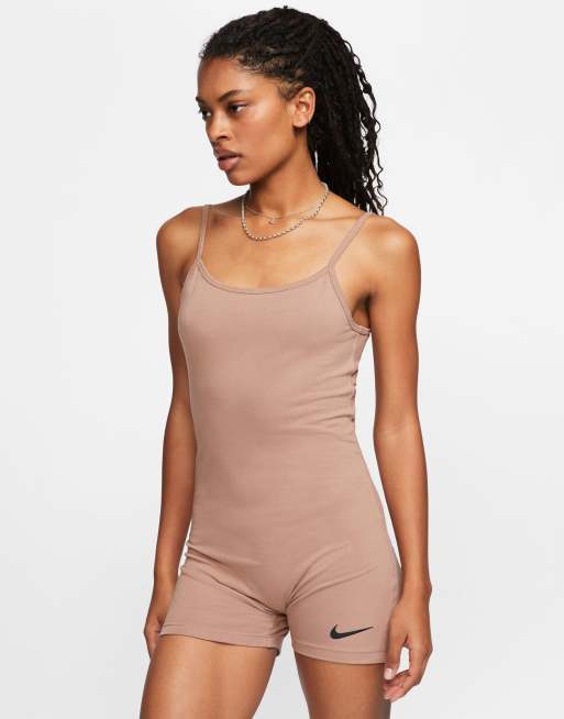 Nike swoosh unitard in beige, 4 of 4