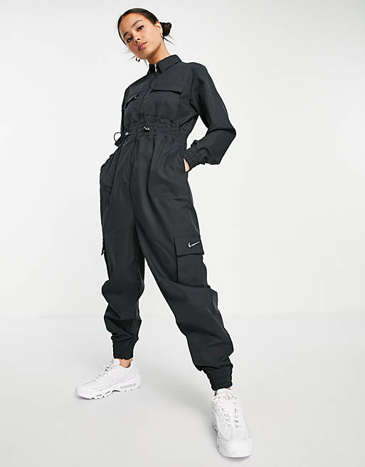 Nike Swoosh utility jumpsuit in black