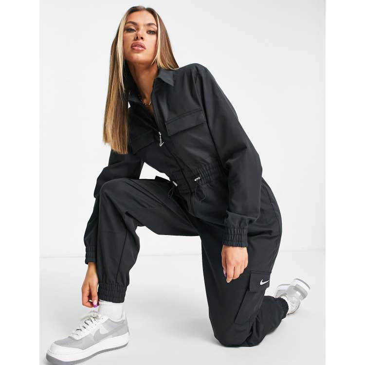 Nike Swoosh Utility Jumpsuit in Black