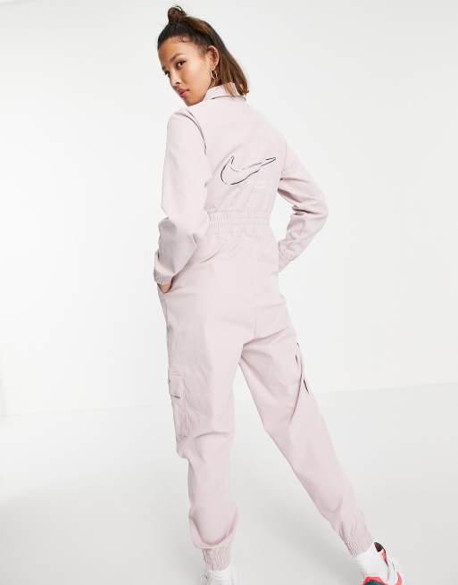 Nike Swoosh utility jumpsuit in light pink