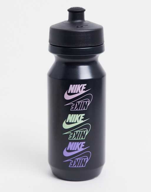 Nike Swoosh water bottle in black with multi logo 650ml