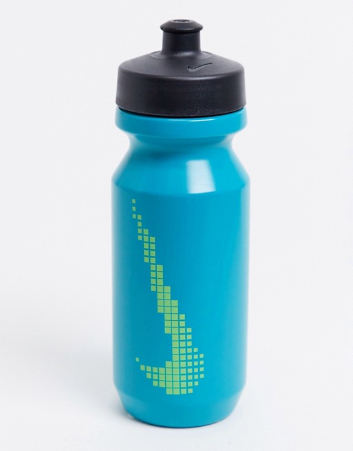 Nike Swoosh water bottle in blue with green logo 650ml