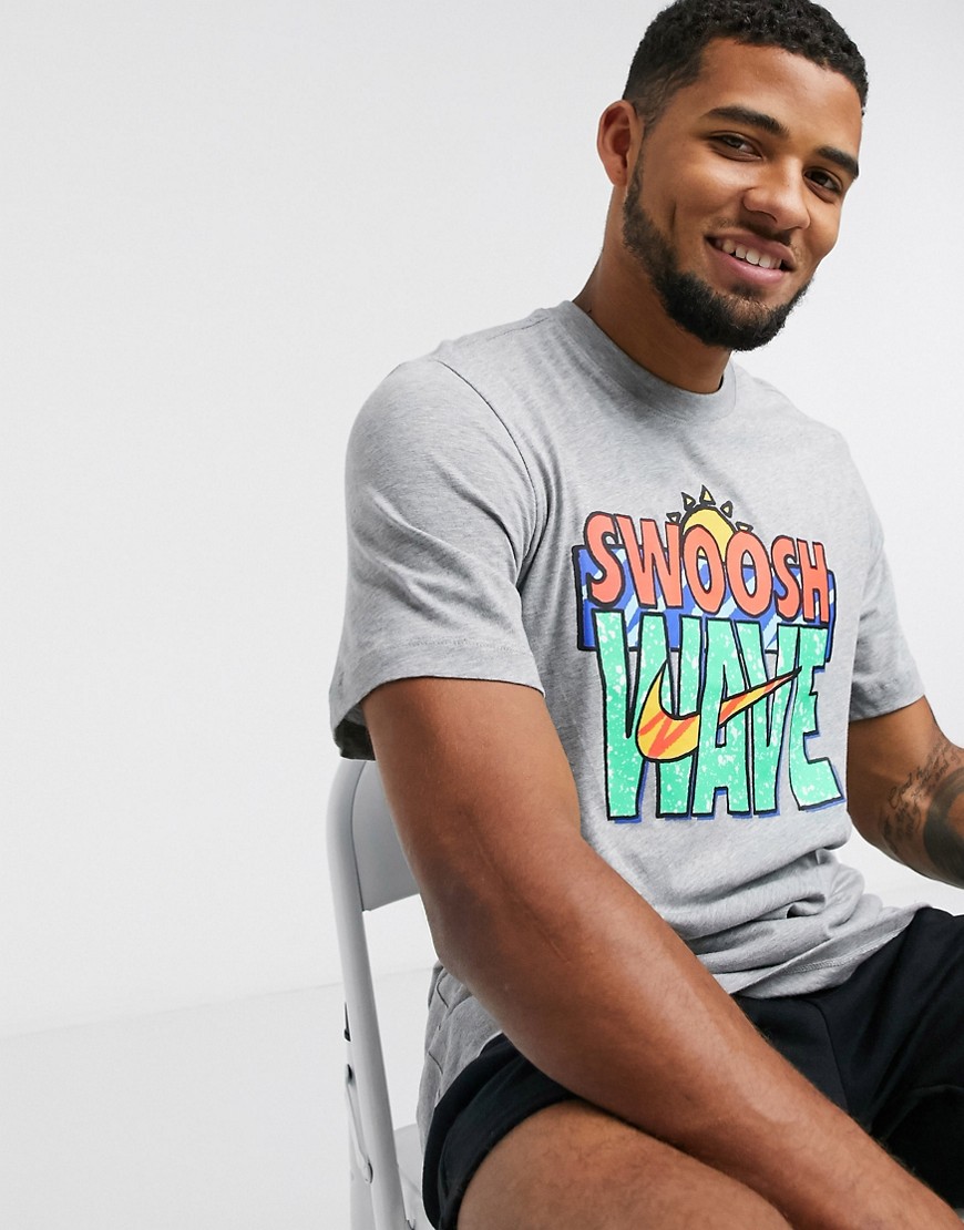 Nike swoosh wave logo t-shirt in grey