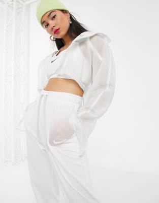 nike swoosh white woven high waisted joggers