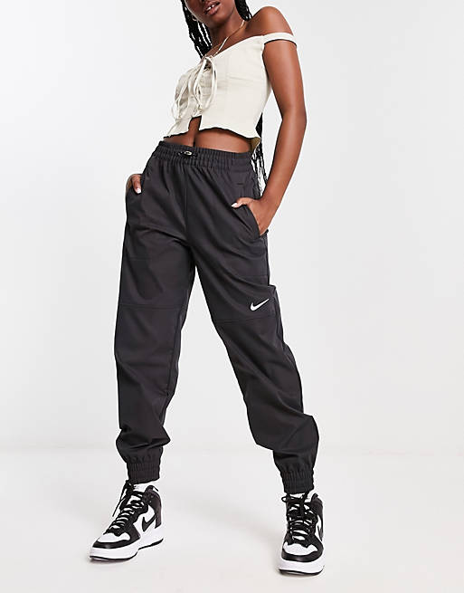 Nike Swoosh woven cargo trousers in black | ASOS