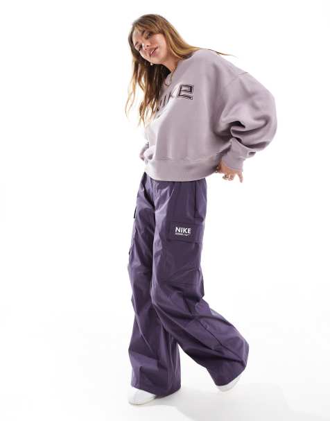 Nike Swoosh woven cargo trousers in dark purple - view 1