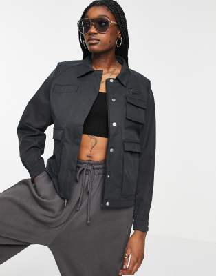 Nike Swoosh Woven Jacket In Black With Utility Pockets | ModeSens