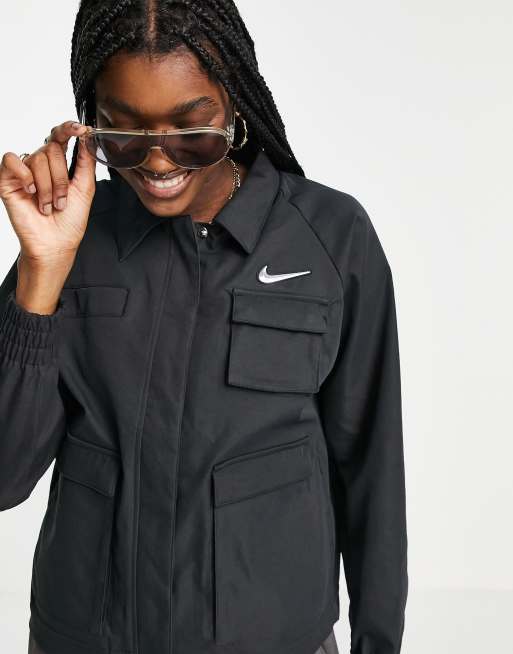 Nike woven hot sale jacket black