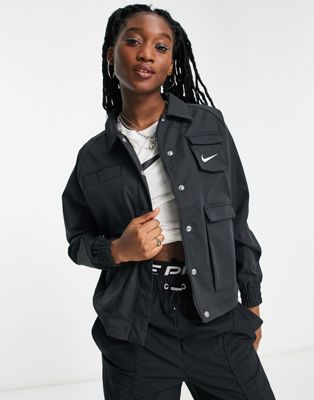 Nike Swoosh woven jacket in black
