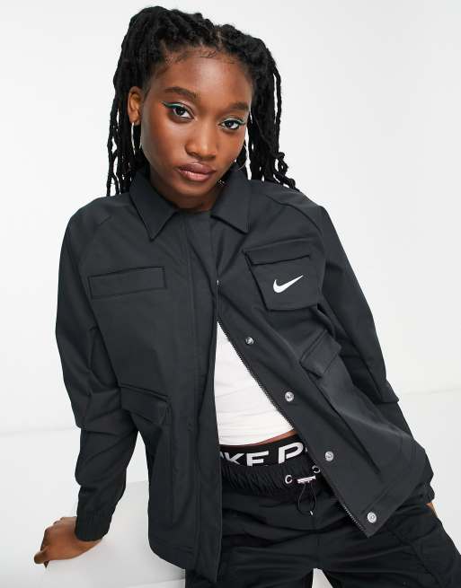 Nike Swoosh woven jacket in black