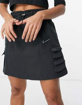 Nike Swoosh woven utility skirt in black