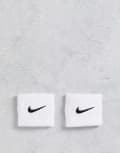 [Nike] Nike Swoosh wristbands 2 pack in white and black One Size BLACK