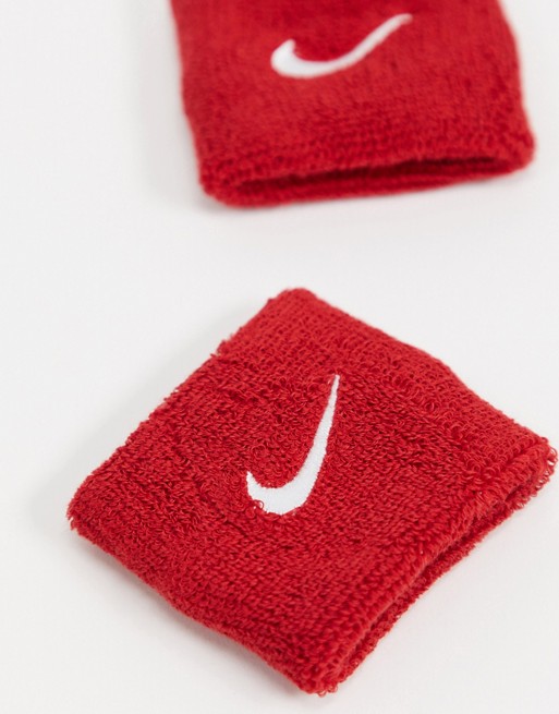 Nike Swoosh wristbands in red