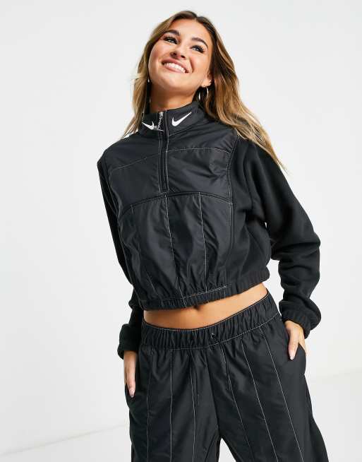 Nike - Swoosh - Zachte sweatshirt met hoge taille en rits in zwart