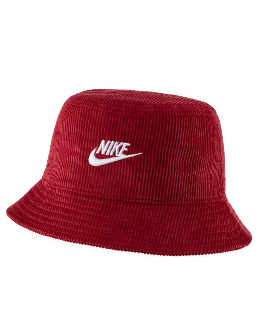 Nike – Sztruksowy kapelusz typu bucket w kolorze bordowym z logo