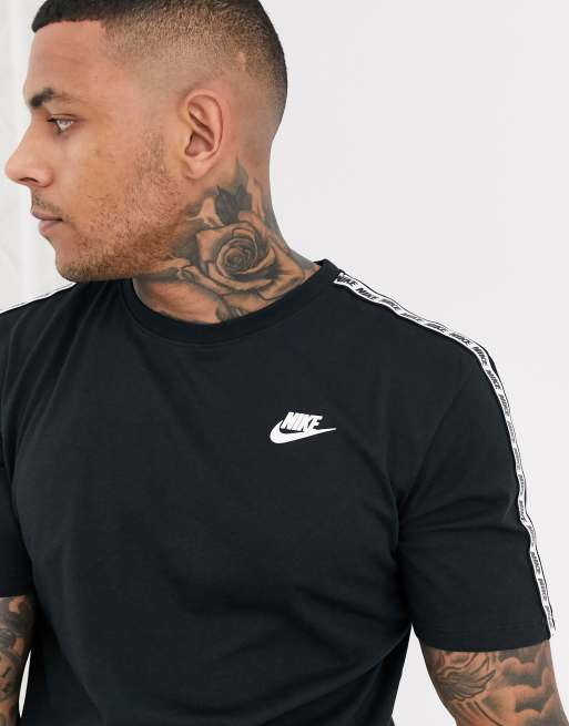 Nike T shirt avec bandes a logo Noir