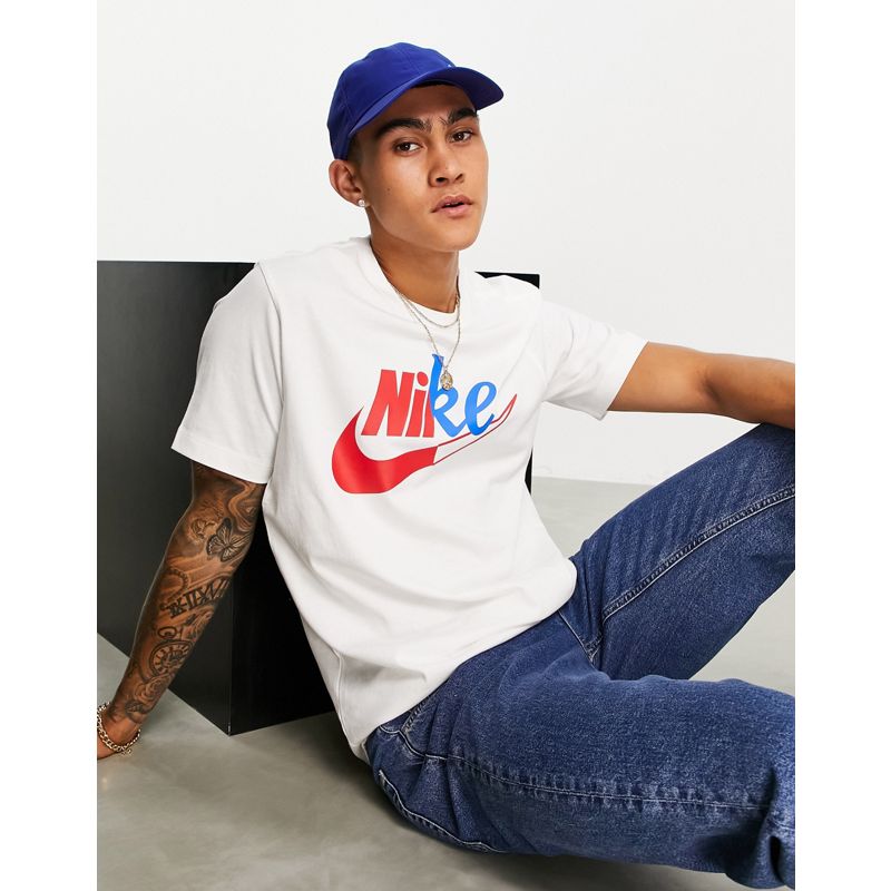 Activewear JcU5F Nike - T-shirt bianca con stampa del logo colorblock sul petto