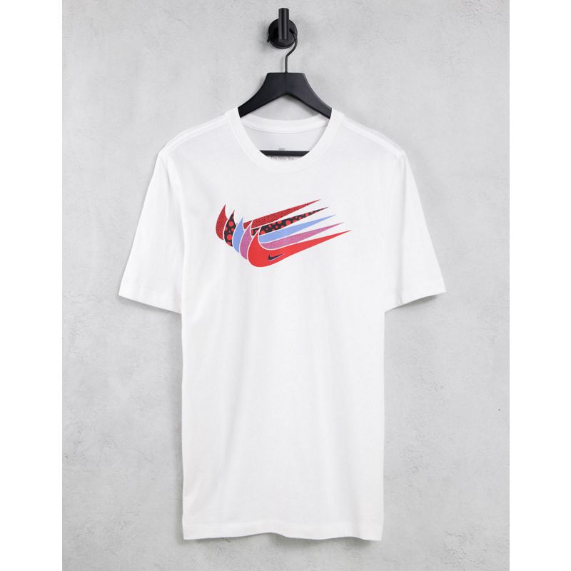 Uomo Top Nike - T-shirt bianca con stampa del logo Nike sovrapposto sul petto