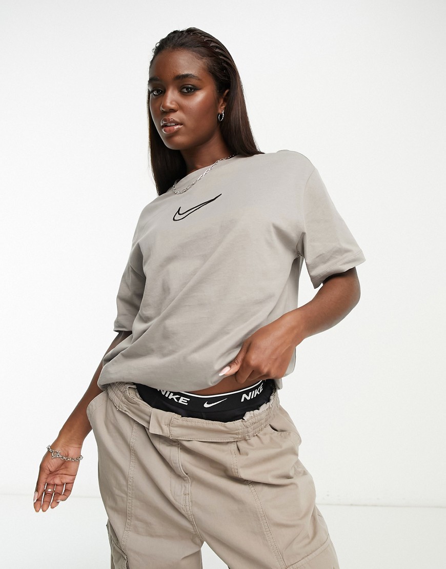 T-shirt con logo grigia-Grigio - Nike T-shirt donna  - immagine1