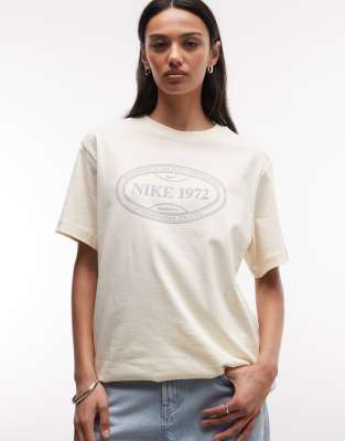 T-shirt coupe carrée à imprimé graphique tennis - Blanc cassé XL