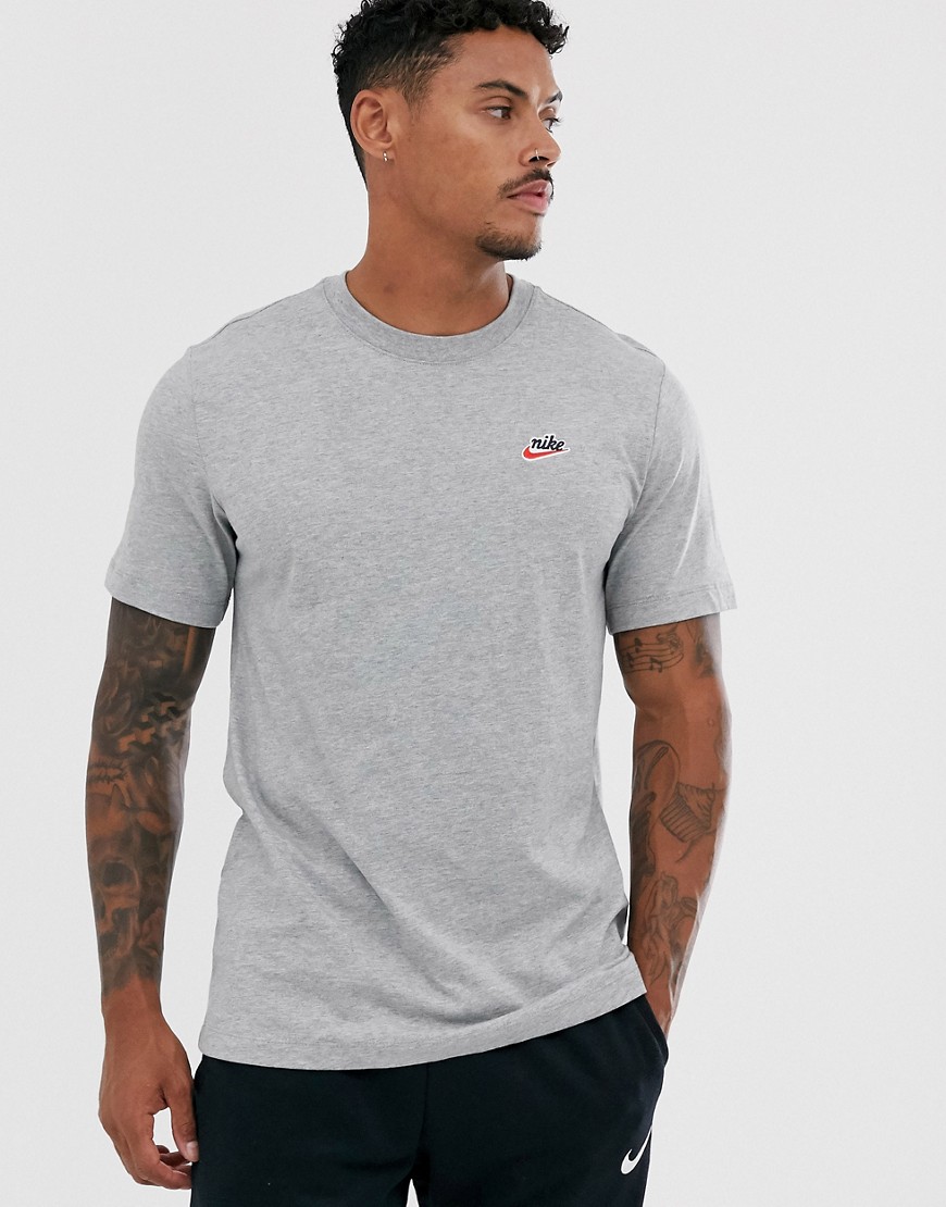 Nike - T-shirt grigia con logo a contrasto-Grigio